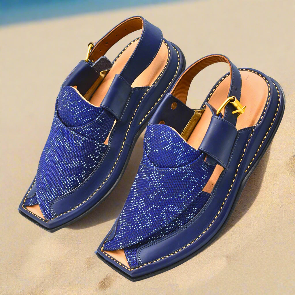 Pihno Fabric Blue Zalmi Chappal