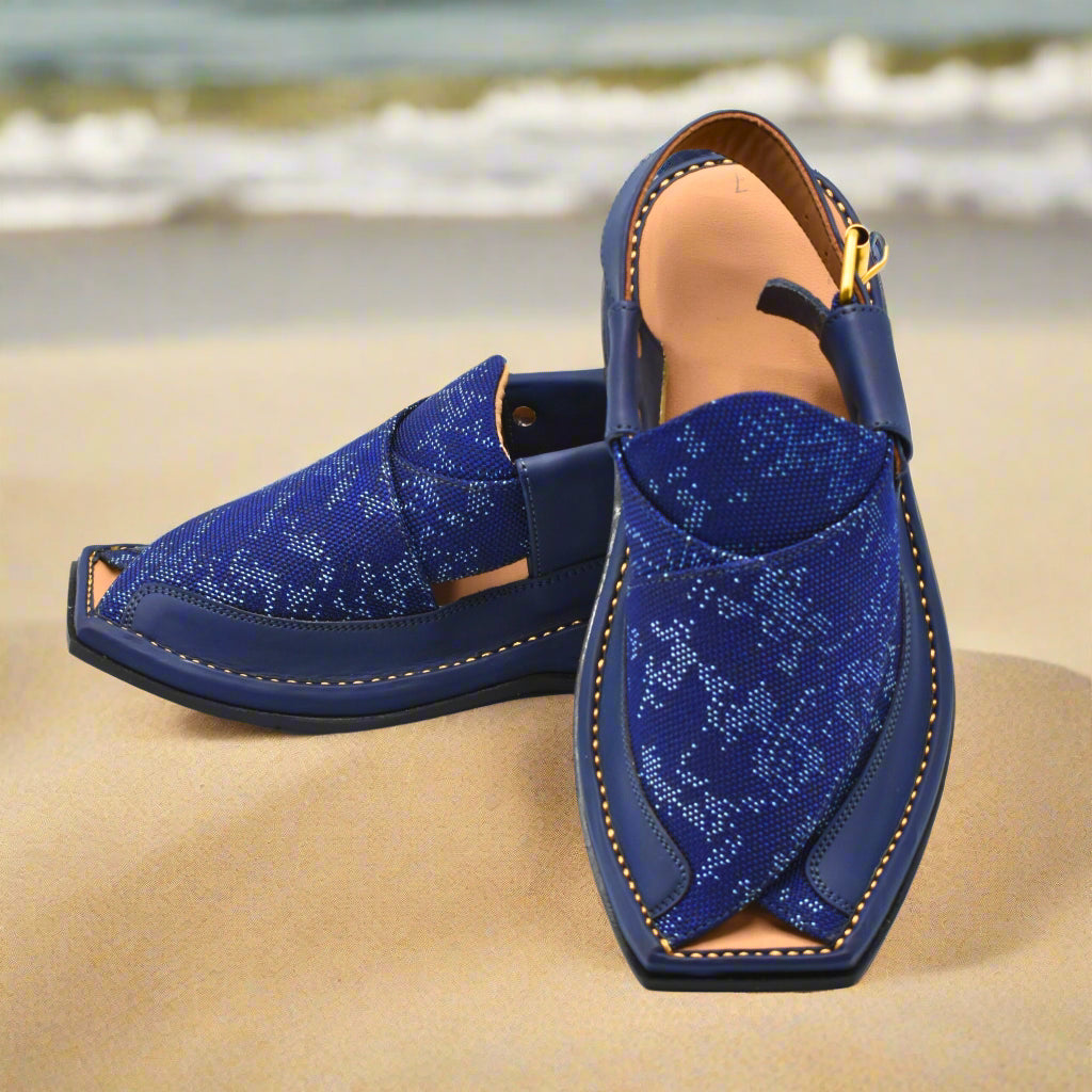 Pihno Fabric Blue Zalmi Chappal