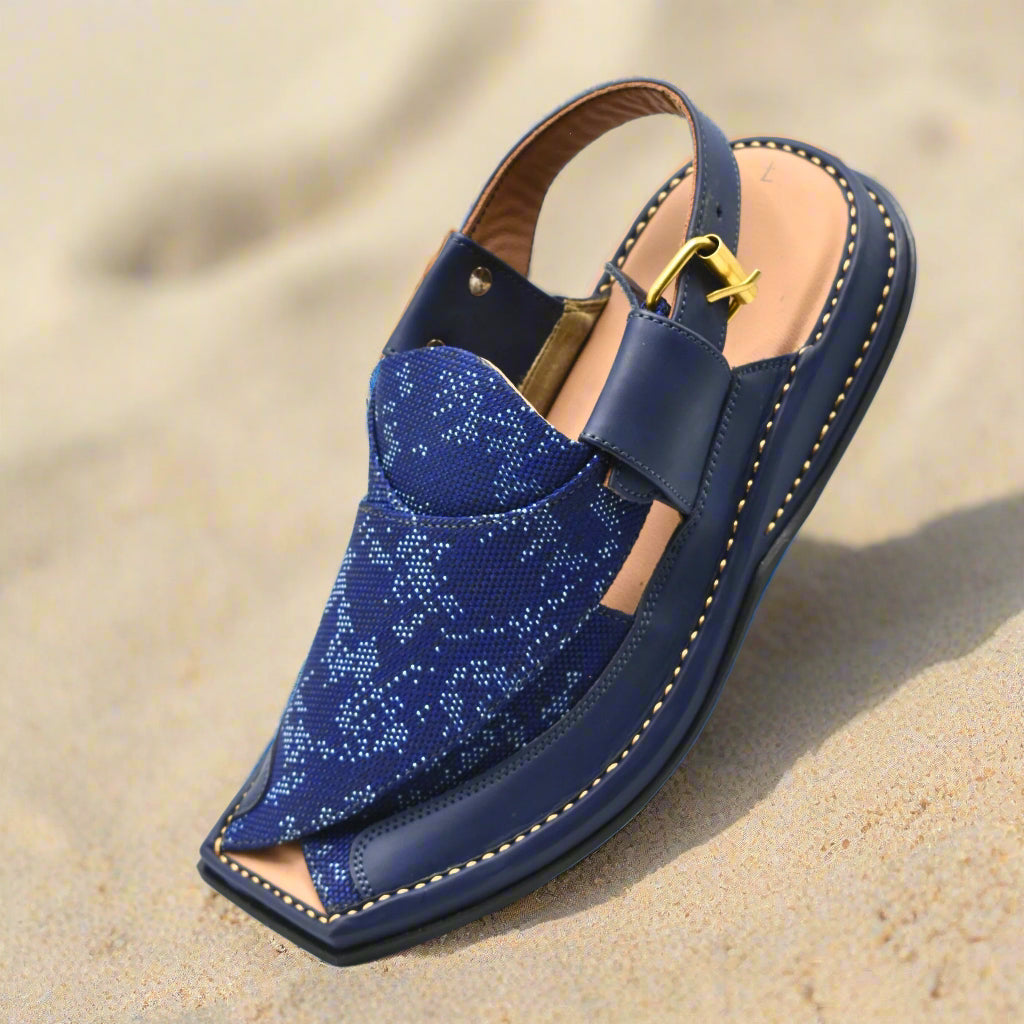 Pihno Fabric Blue Zalmi Chappal