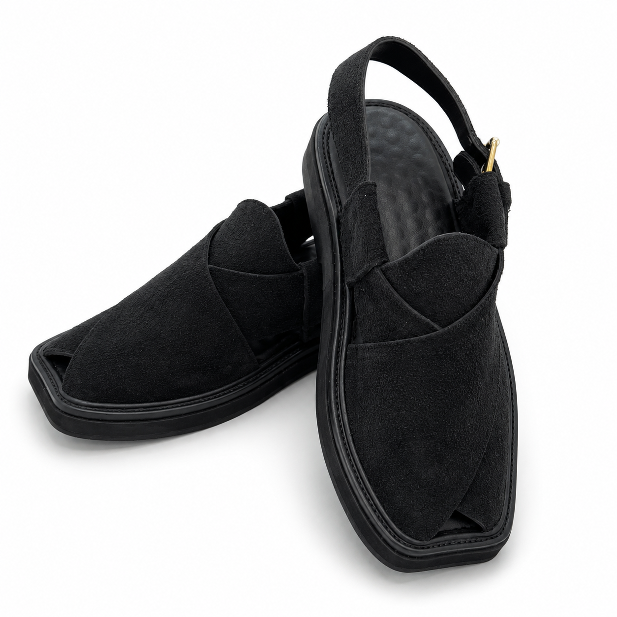 Suede leather Peshawari Sandal ( Black )