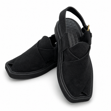 Suede leather Peshawari Sandal ( Black )