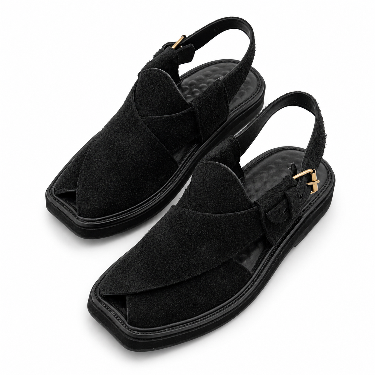 Suede leather Peshawari Sandal ( Black )