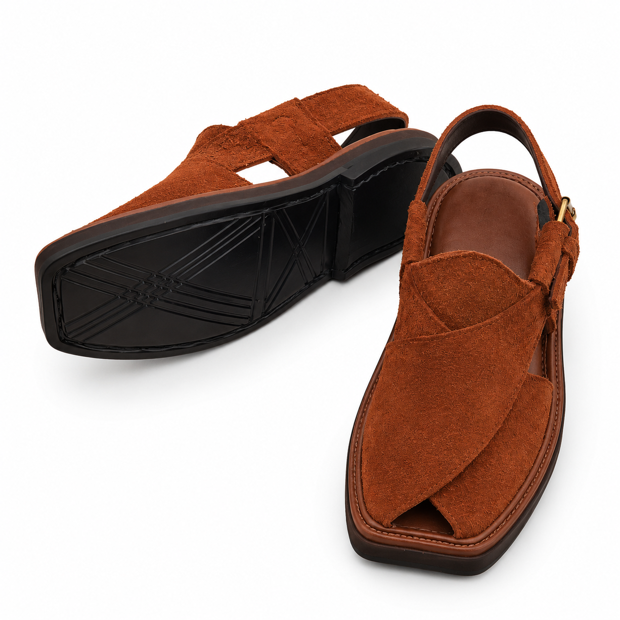 Suede leather Peshawari Sandal ( Light brown )