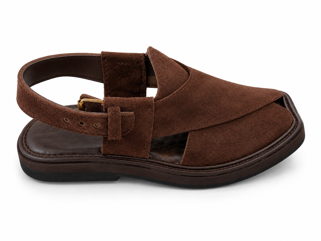 Suede leather Peshawari Sandal ( Dark Brown )