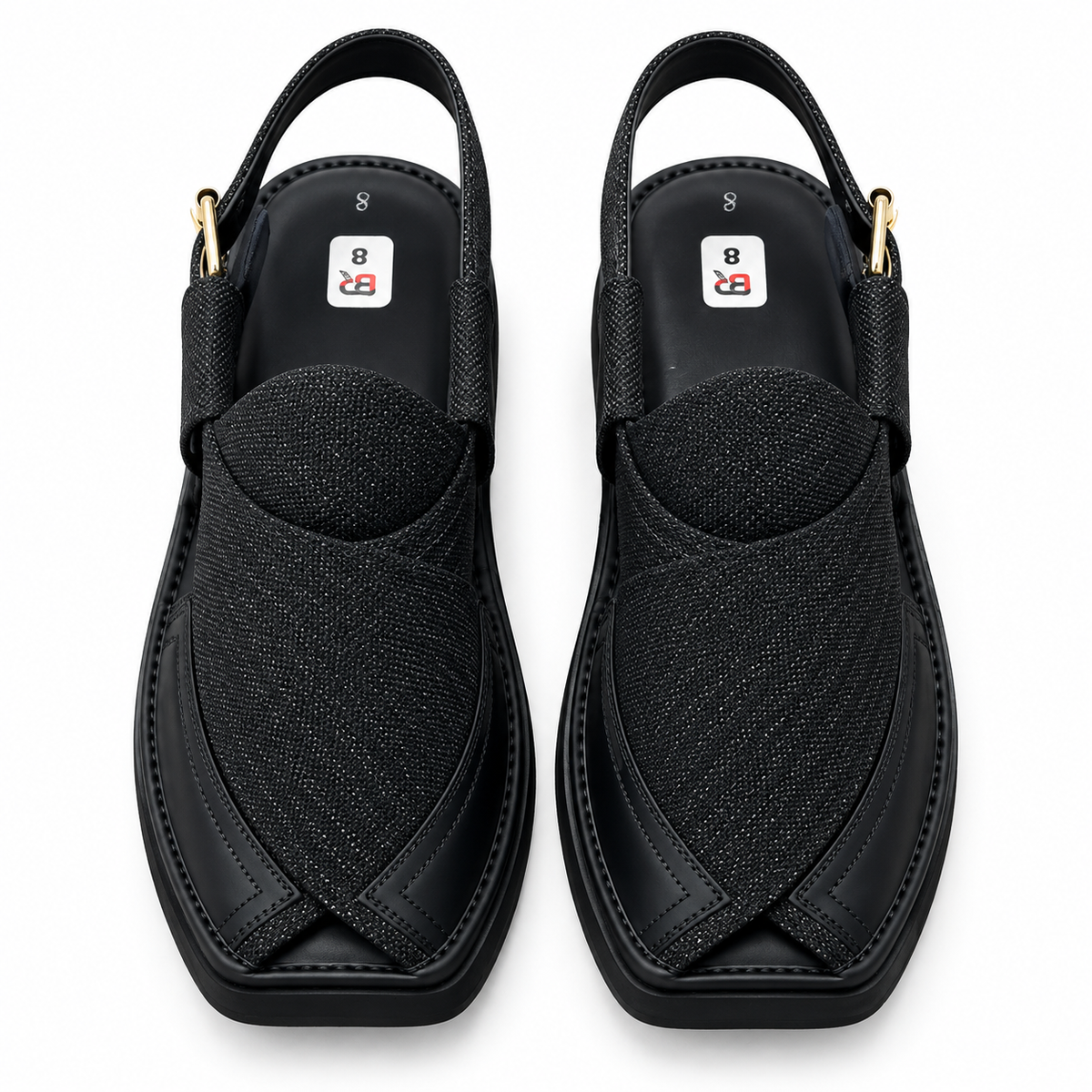 Pihno Black Kapttan Fabric Sandal ( Washable & Polishable )