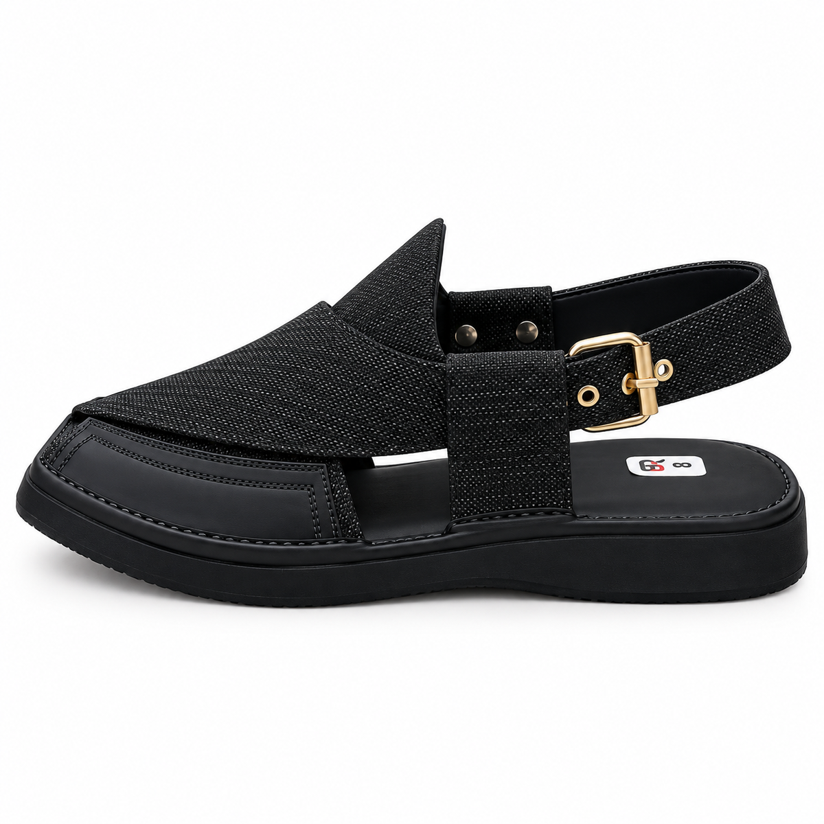 Pihno Black Kapttan Fabric Sandal ( Washable & Polishable )