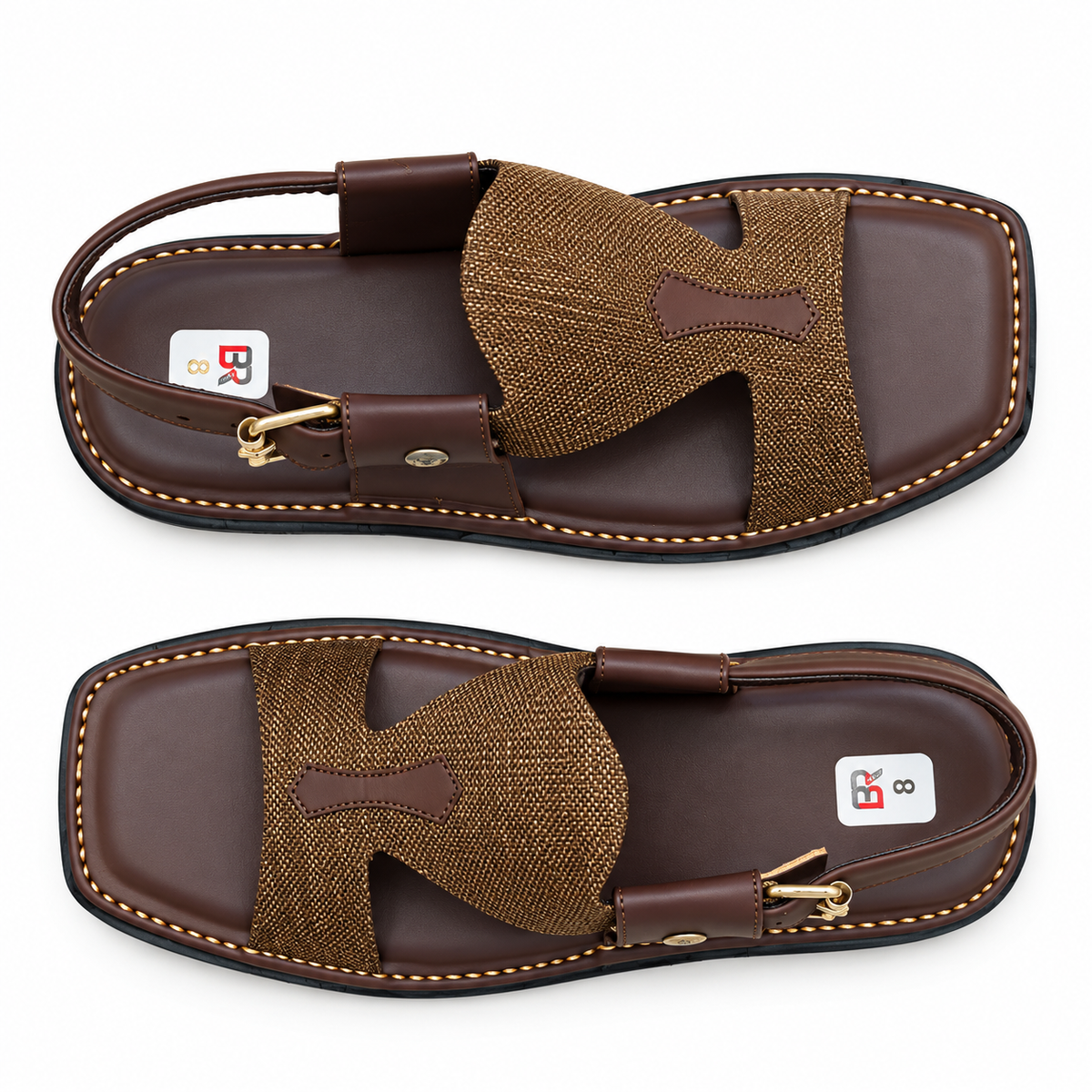 Pihno Brown Panjedar Chappal (fabric)