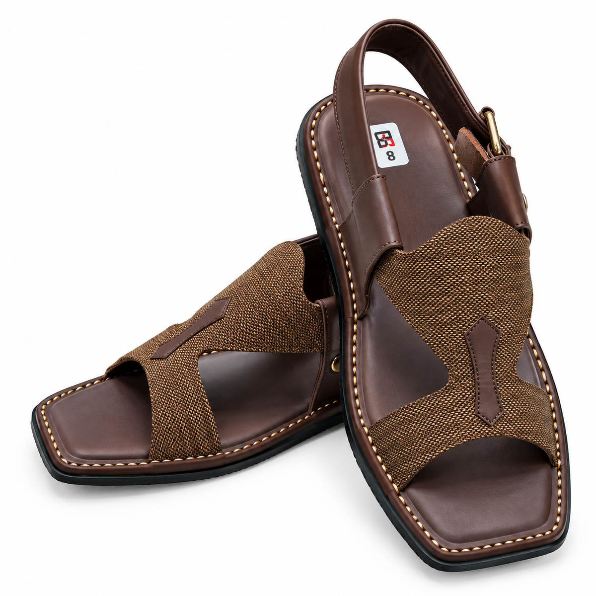 Pihno Brown Panjedar Chappal (fabric)