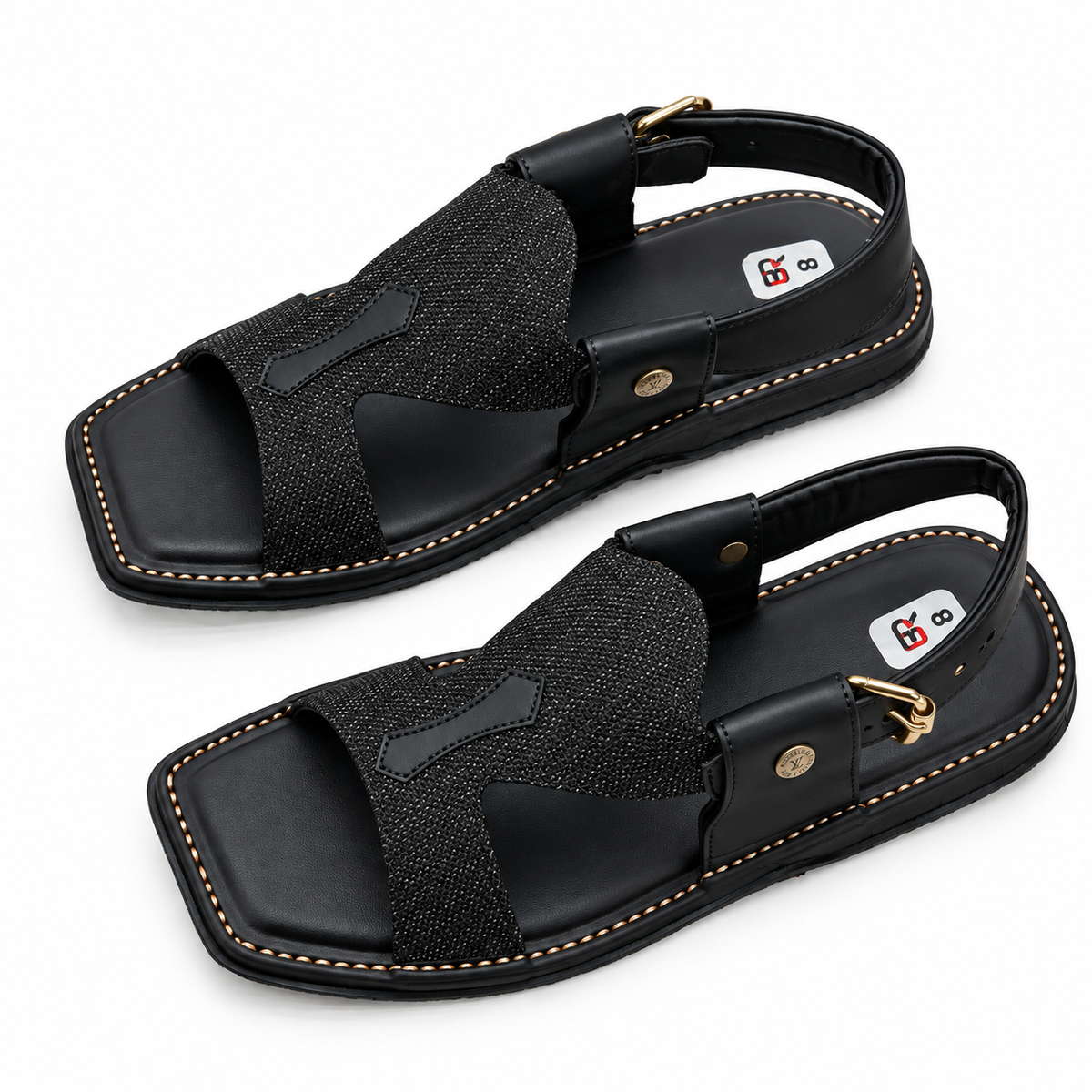 Pihno Black Panjedar Chappal (fabric)