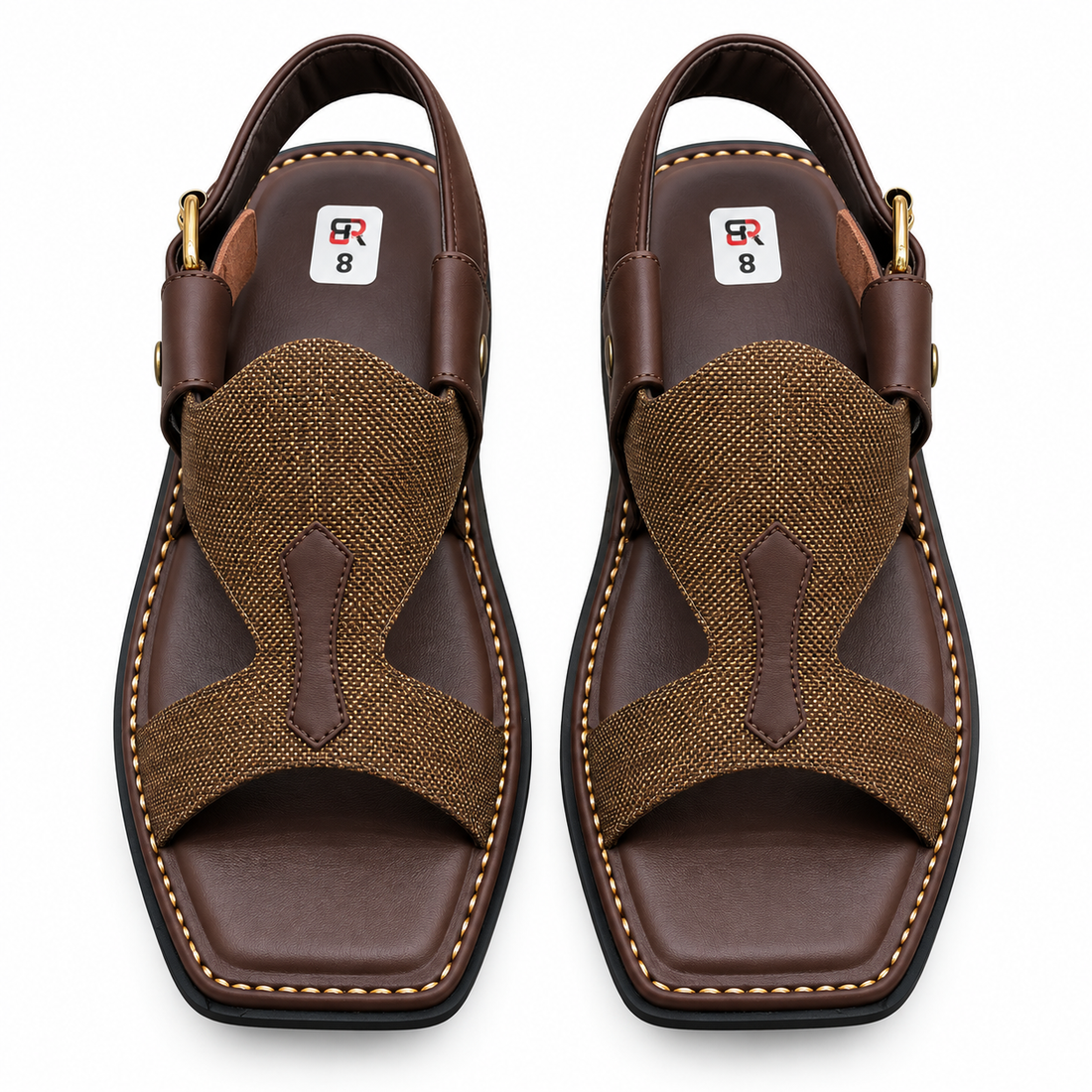 Pihno Brown Panjedar Chappal (fabric)