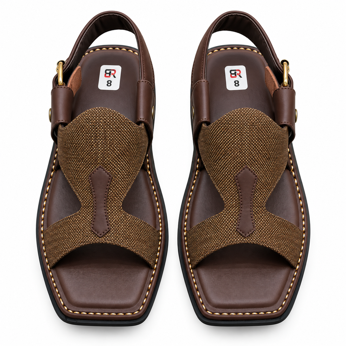 Pihno Brown Panjedar Chappal (fabric)