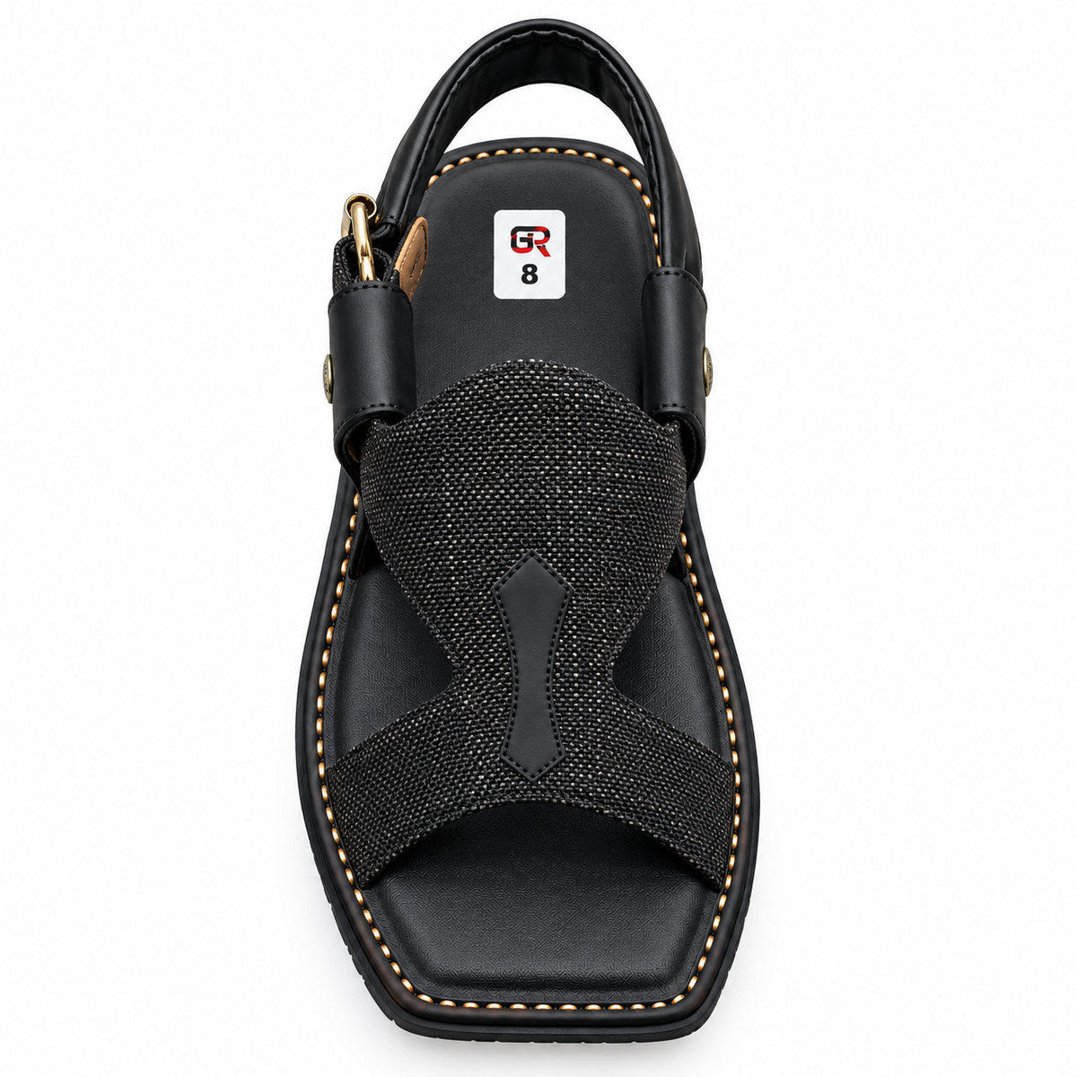 Pihno Black Panjedar Chappal (fabric)