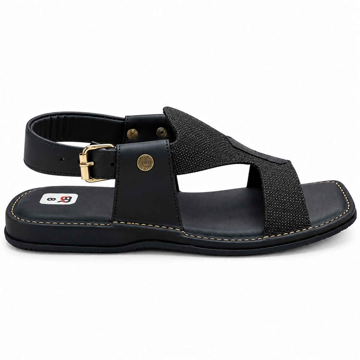 Pihno Black Panjedar Chappal (fabric)