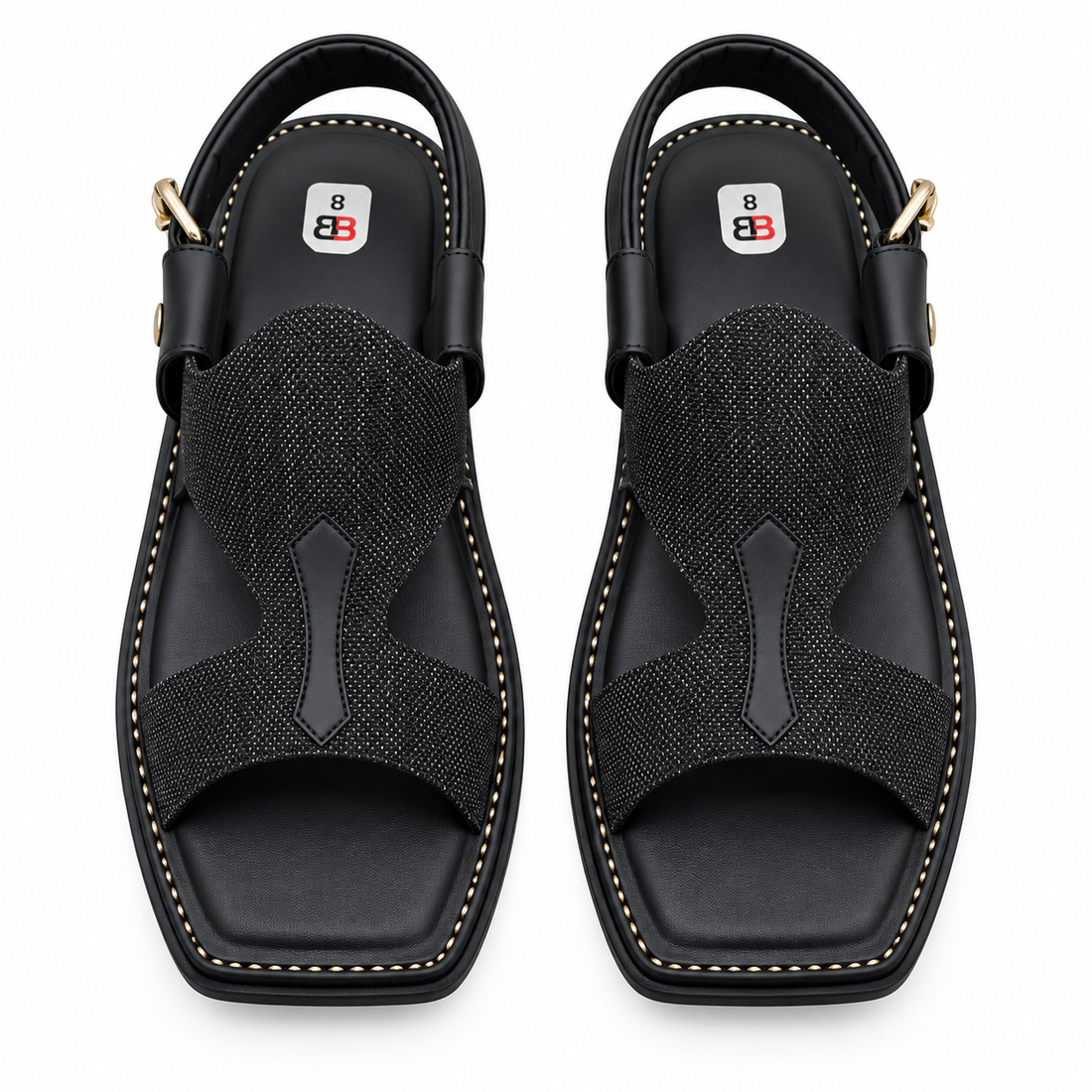 Pihno Black Panjedar Chappal (fabric)
