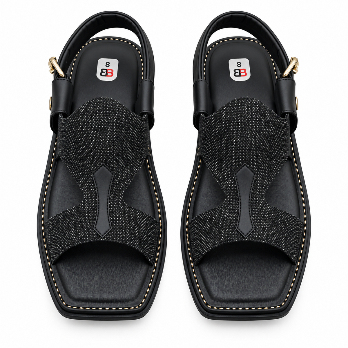 Pihno Black Panjedar Chappal (fabric)