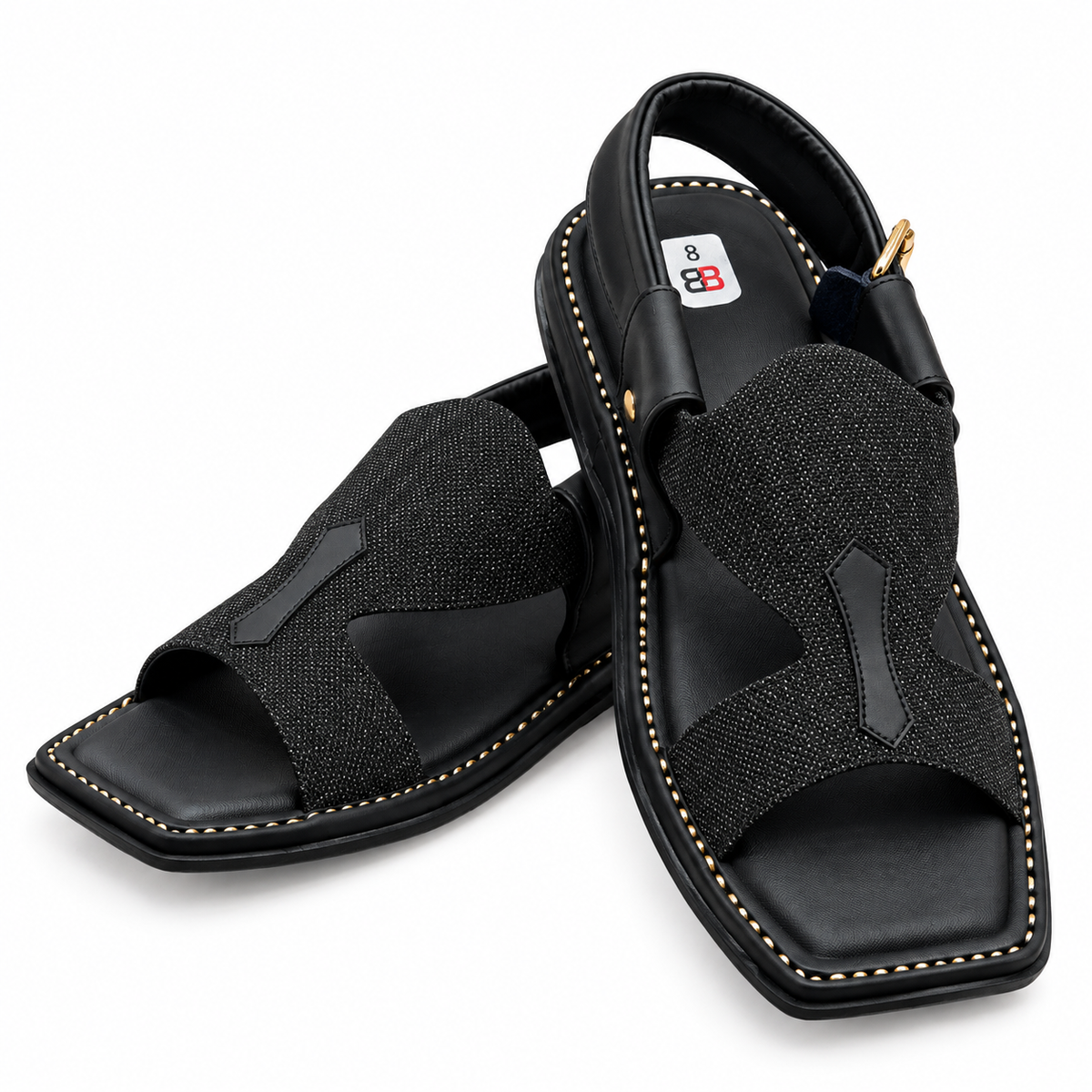 Pihno Black Panjedar Chappal (fabric)