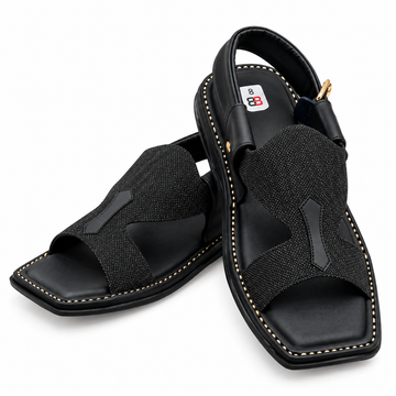 Pihno Black Panjedar Chappal (fabric)