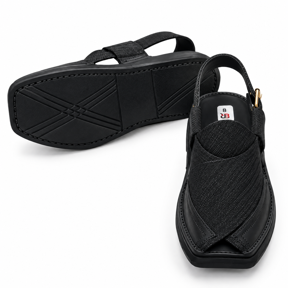 Pihno Black Kapttan Fabric Sandal ( Washable & Polishable )