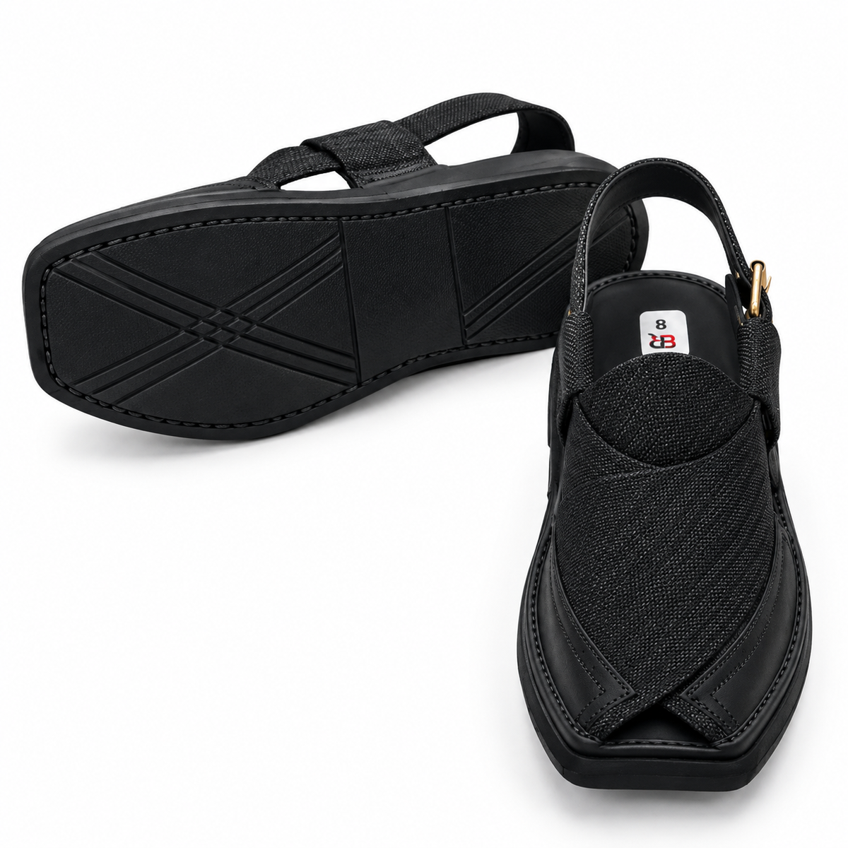 Pihno Black Kapttan Fabric Sandal ( Washable & Polishable )