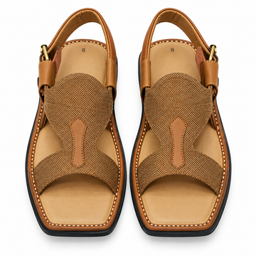 Pihno Camel Panjedar Chappal (fabric)