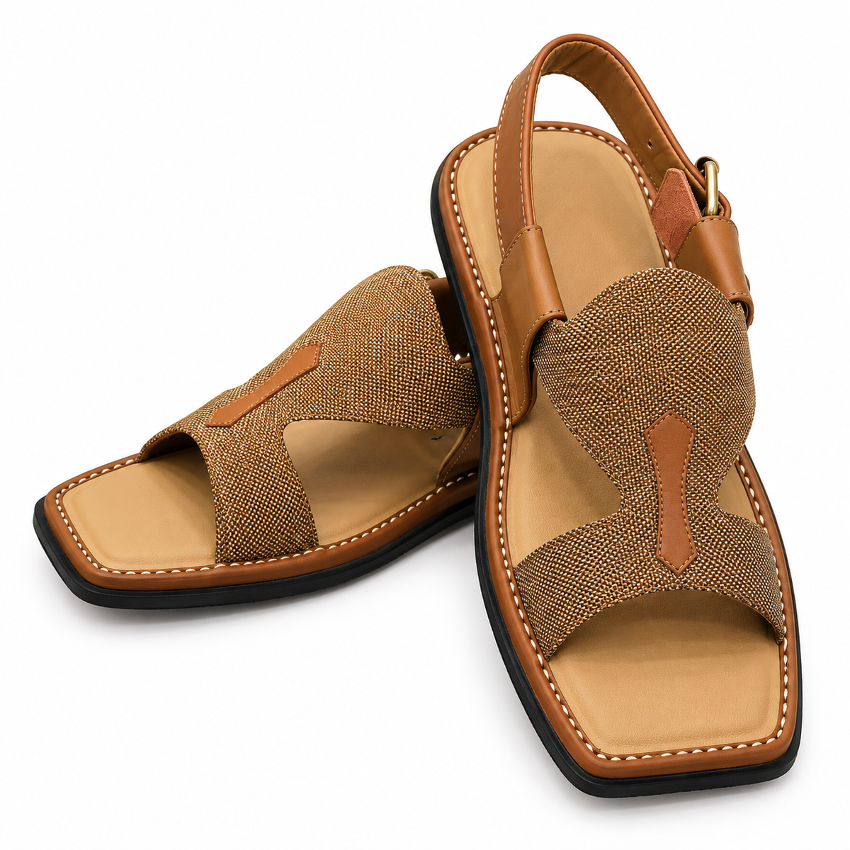 Pihno Camel Panjedar Chappal (fabric)