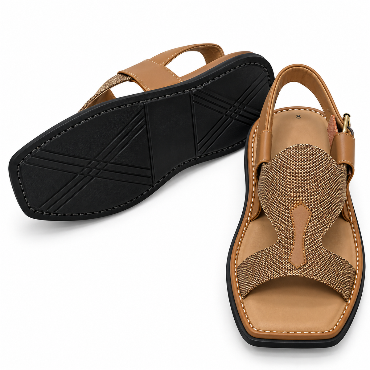 Pihno Camel Panjedar Chappal (fabric)