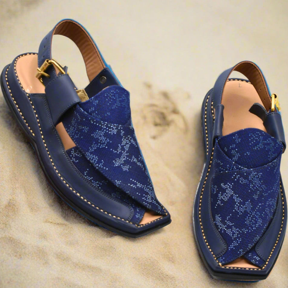 Pihno Fabric Blue Zalmi Chappal