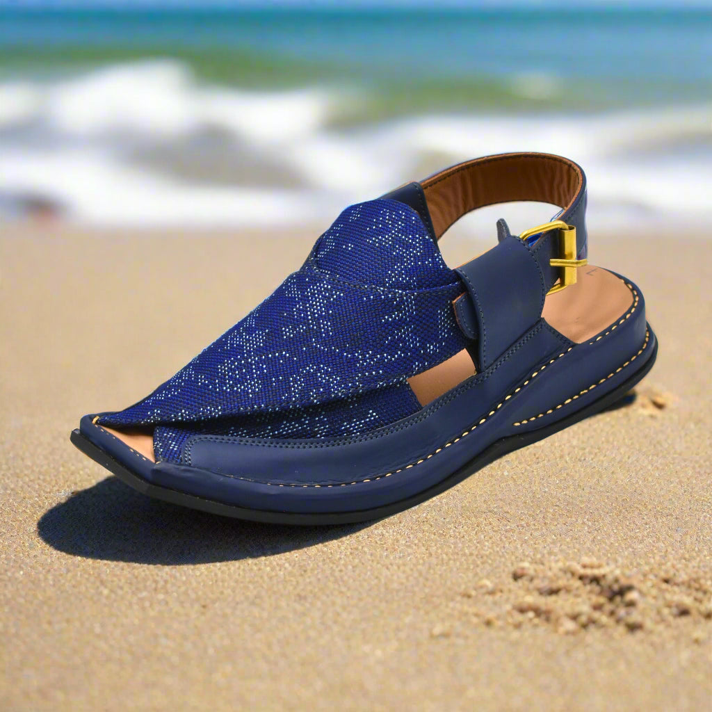Pihno Fabric Blue Zalmi Chappal